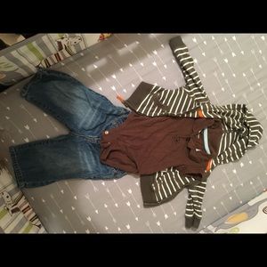 6 month Carter’s hoodie, jeans, onsie